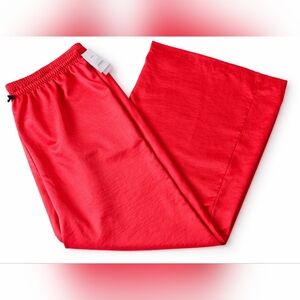 Auden Red Satin Wide Leg Pajama Pants XL NWT Silky Sleepwear Lounge ElasticWaist
